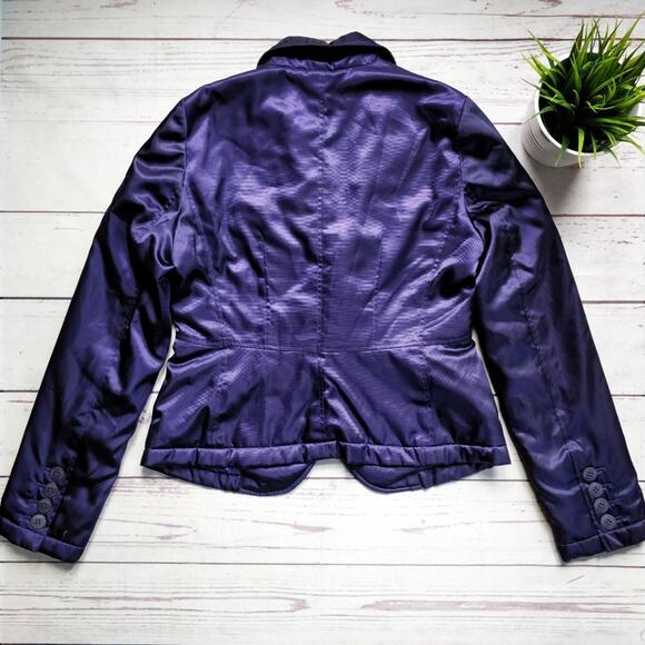 ARMANI COLLEZIONI Padded Purple Nylon Blazer Jacket Size 4 - Picture 6 of 7
